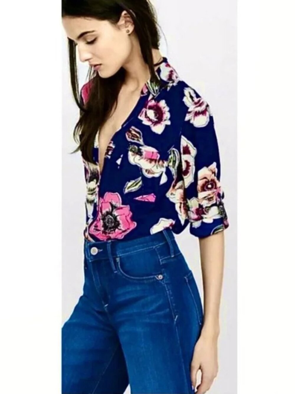 Express Floral Print Portofino Shirt